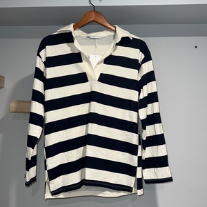 Zara navy and white NWT long sleeve‎ collared shirt